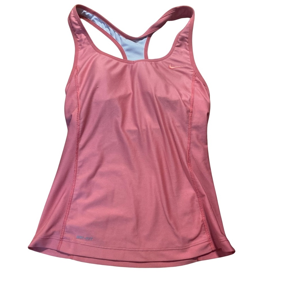 Nike Women’s DRI-FIT Tank. Size: Medium. Color: Pink/Coral. Tight fitting.